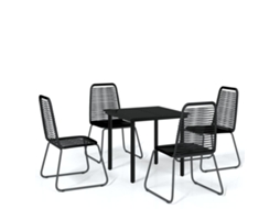 Garden Dining Set, Garden Dining Sets Vidaxl Preto Aço (mesa Com 80 Cm De Comprimento)