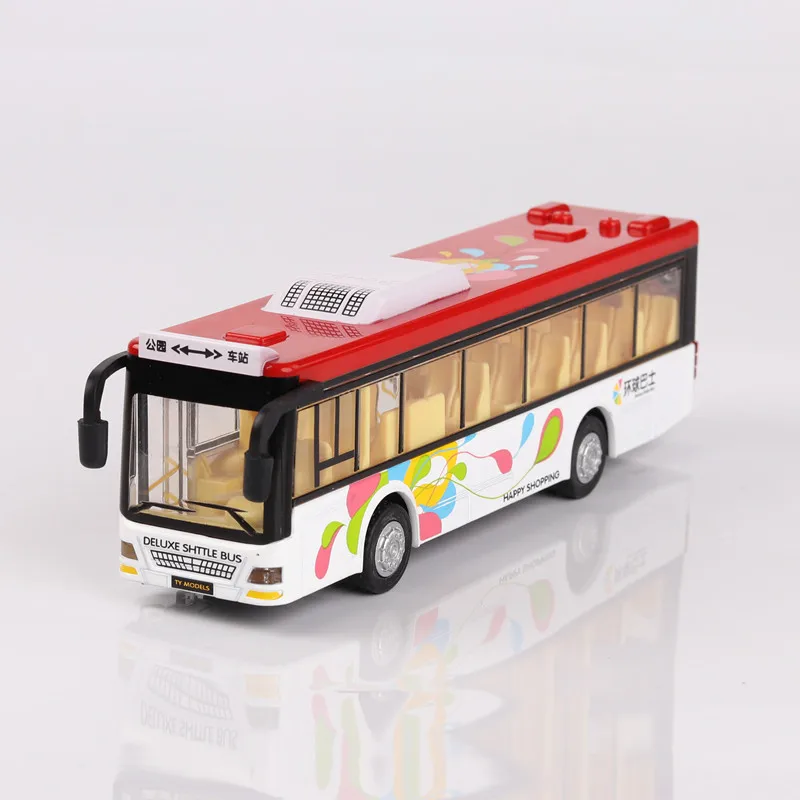 (branco) Modelo De Ônibus Em Escala 1/36, Feito De Metal Fundido, Com Funções De Som E Luz, Três Portas Que Podem Ser Abertas.