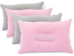Conjunto de 4 Travesseiros Infláveis de Viagem BRILVIBERA (rosa, cinza)