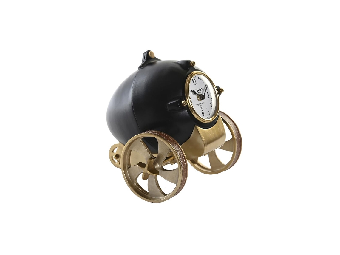 Tafelklok Dkd Home Decor 20,5 X 20,5 X 21,5 Cm Preto Dourado Alumínio Resina Colonial