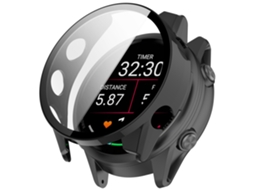 Capa Protetora Rígida Em Policarbonato Para Garmin Forerunner 570 47mm Com Película Vidro Temperado 9h, Impactos E Riscos. Preto Hexinyigjly