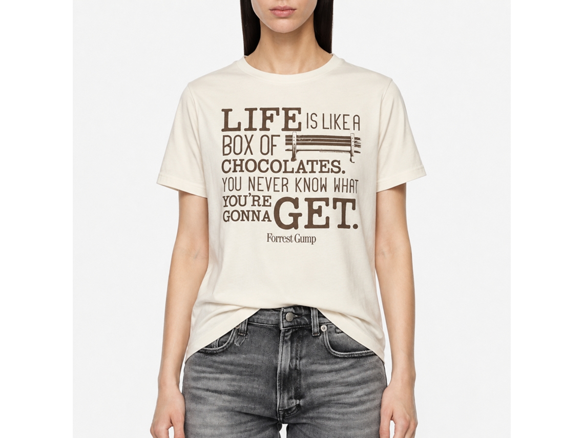 Rockinstone Forrest Gump Like A Box Of Chocolates Solid Natural Adult T-shirt Size:xl
