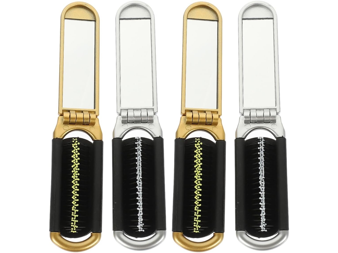 Conjunto Amosfun Com 4 Escovas De Cabelo Dobráveis Para Mulheres E Homens, Escova De Cabelo Portátil Em Abs Com Espelho