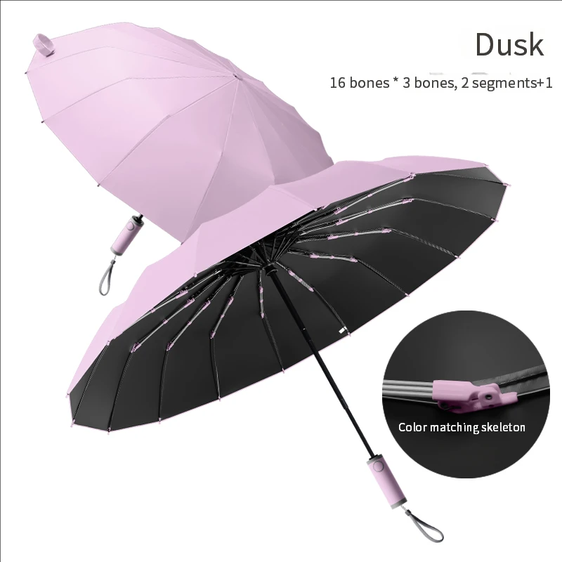 Guarda sol Grande Totalmente Automático com 16 Varetas, Guarda sol de Dupla Função MDUG (taro Purple 16k)