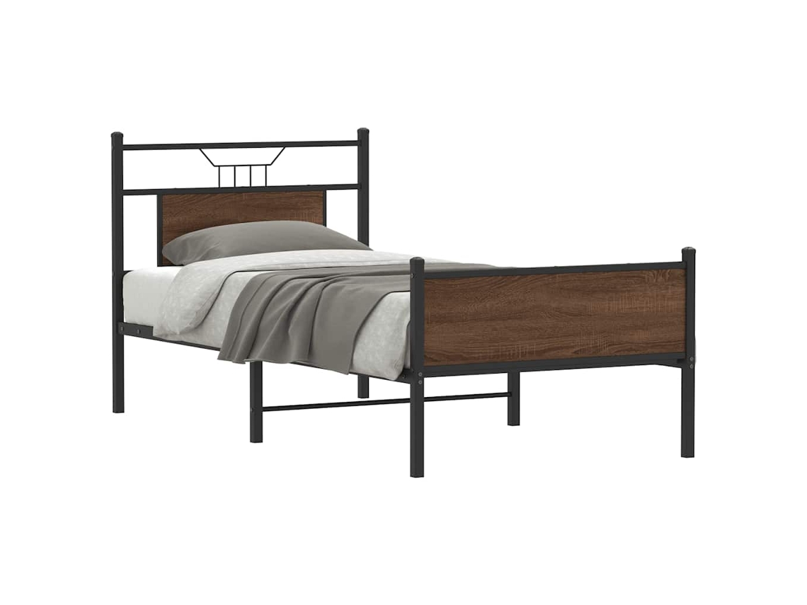 Vidaxl Estrutura Cama S/ Colchão Derivados Madeira Carvalho Castanho