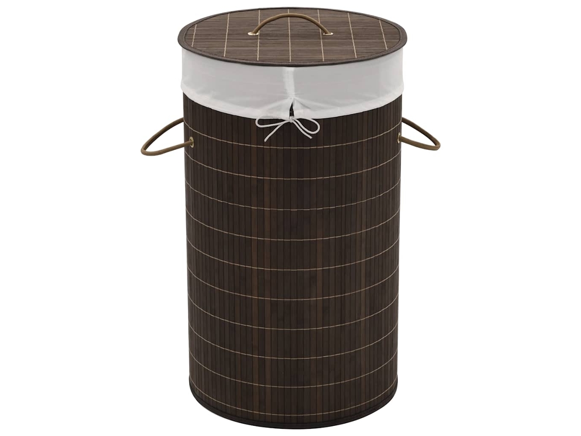 Conjunto 1 Cesto Roupa Suja Vidaxl Marrom Bambu (35 Cm)