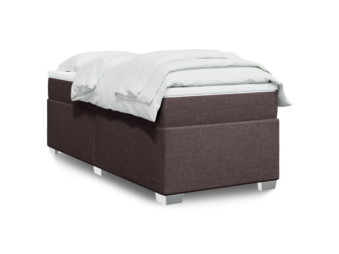 Vidaxl Cama Com Molas/colchão 90x200 Cm Tecido Castanho-escuro