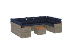 Conjunto de Sofá de Jardim, 10 Peças, Almofadas, Rattan Cinza MAISON EXCLUSIVE