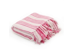 Vidaxl Manta Em Algodão Às Riscas 125x150 Cm Rosa E Branco