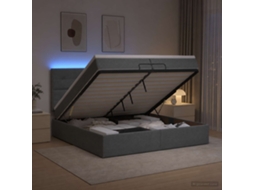 Vidaxl Cama Ottoman Com Colchão E Led Cinzento-escuro 200 X 200 Cm