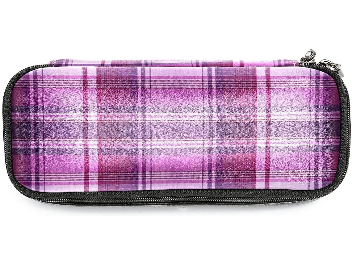 Organizador escolar de mesa com pauta quadriculada texturizada, vermelha, grande capacidade, para canetas marcadoras.