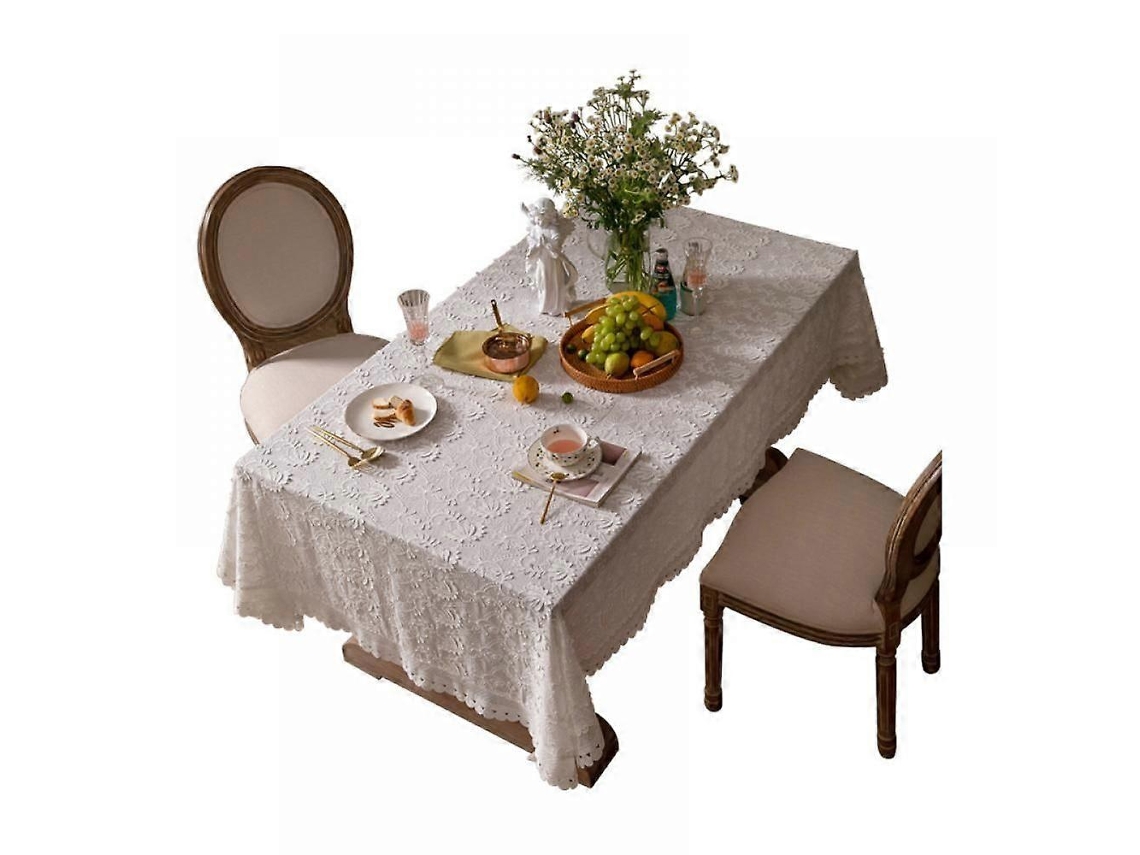 Toalha De Mesa De Renda De Algodão Branca Retangular Quadrada Toalha De Mesa Outono Natal Lavável Capa De Mesa Para Festa De Casamento Even -slowmoose