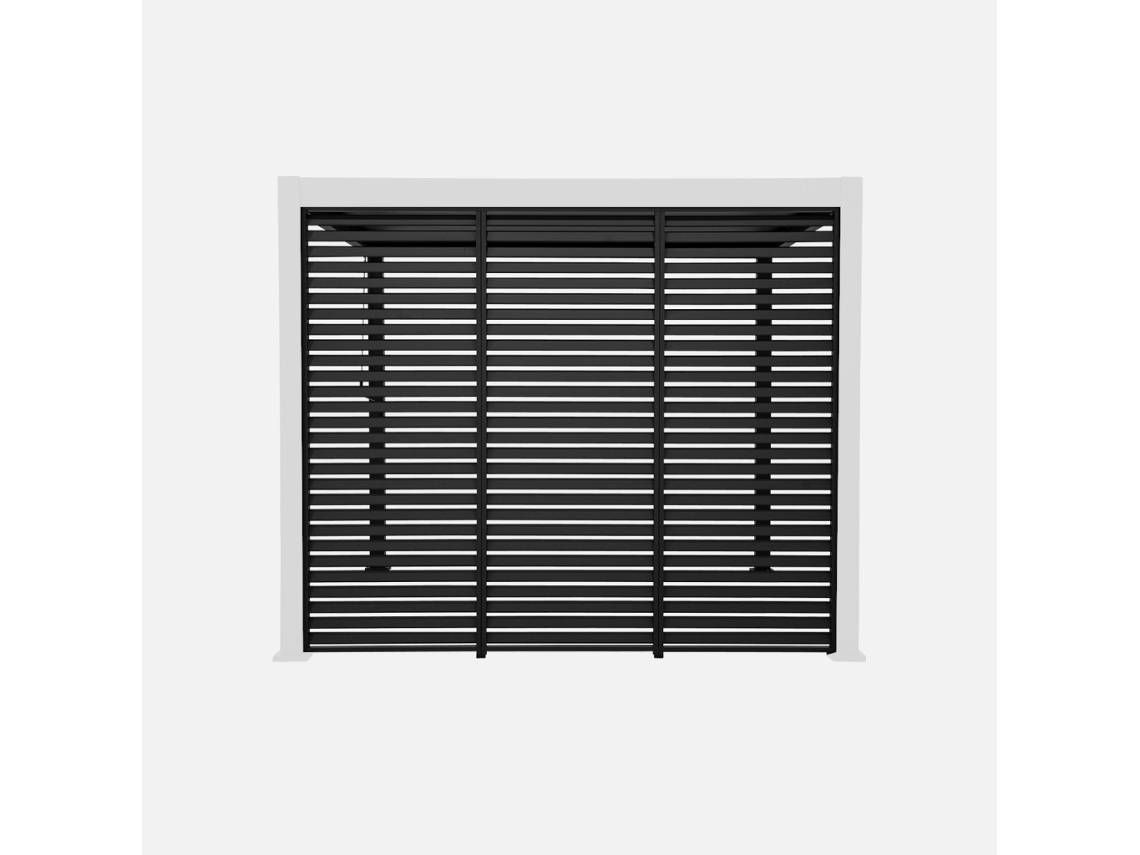 Conjunto de 3 persianas horizontais de 1 m para pérgola bioclimática de alumínio, antracite.