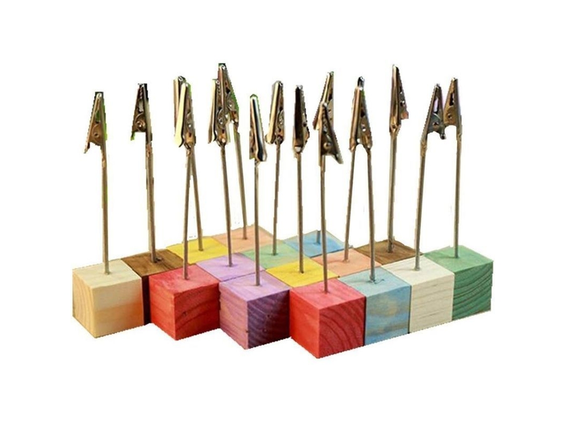 Porta Notas De Madera De Pino Con Clip De Cocodrilo 16 Piezas Para Oficina Hogar Color Aleatorio