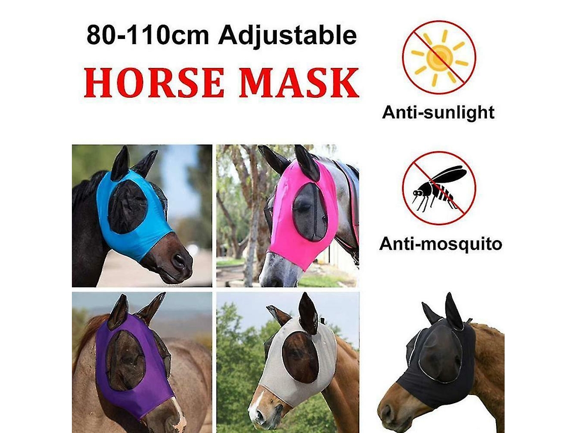 Máscara De Mosca Do Cavalo Com Orelhas Capuz Completo Da Tampa Da Proteção Da Malha Do Rosto Anti Mosquito Nostalgia88