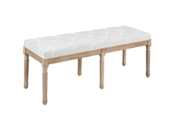 Loja Banco de Ponta da Cama com Tuf, Estilo Francês Vintage Estilo Linho com Estilo Vintage e Pernas de Tecido em Madeira Maciça Creme Envio Rápido