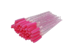 100pcs Pincéis De Máscara De Cílios Com Cabo De Cristal Kits De Maquiagem (vermelho)