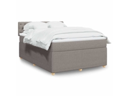 Vidaxl Cama Com Molas/colchão 140x190 Cm Tecido Castanho-acinzentado