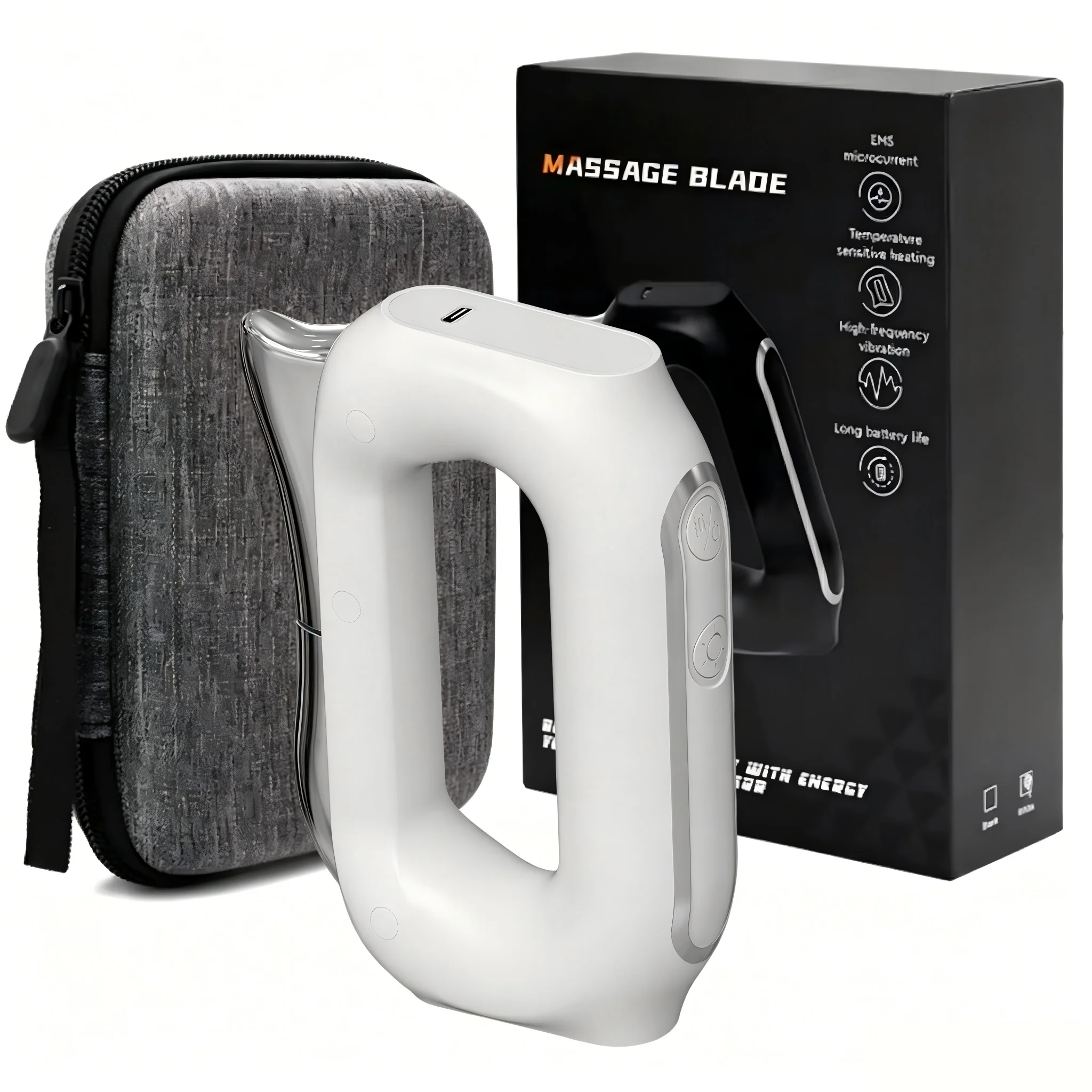 (branco) Massageador Elétrico Vibratório Para Fáscia Relaxante Muscular
