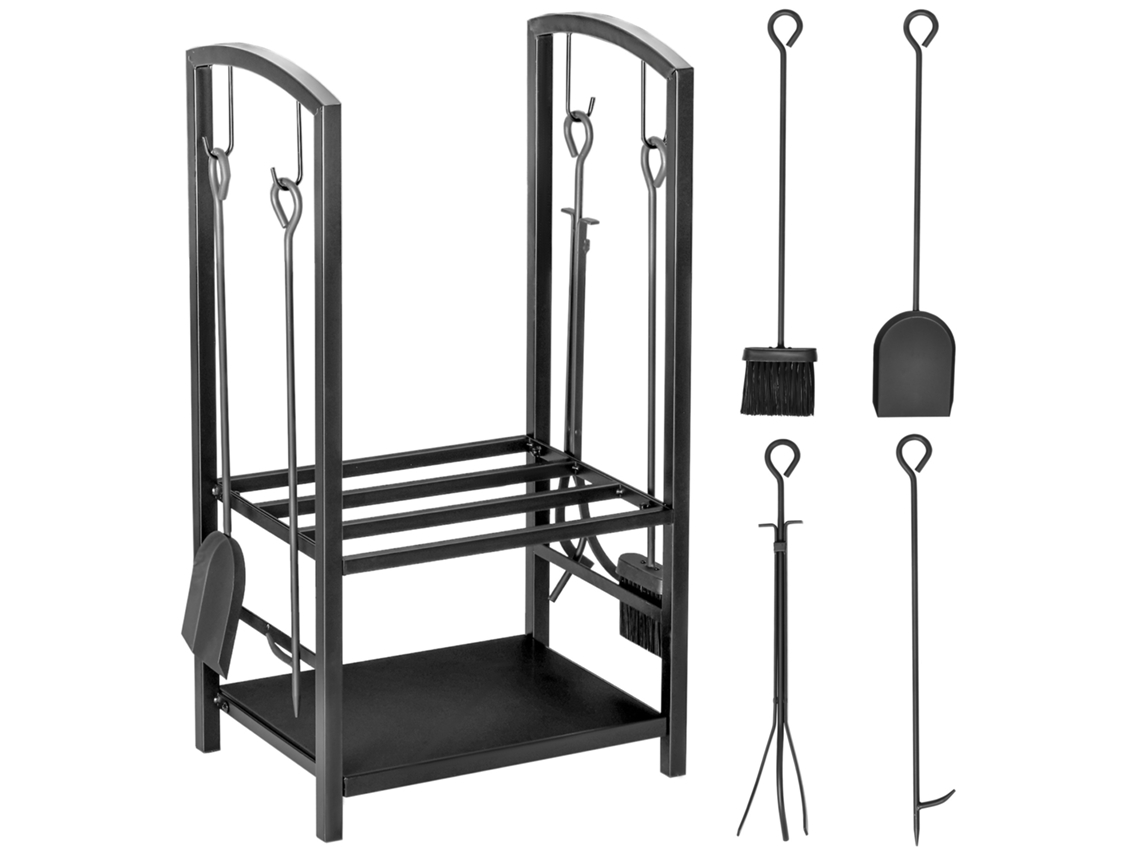 Suporte de Troncos 2prateleiras Preto 40x30x74,5cm Envio Rápido
