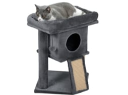 Árvore de Arranhão para Gatos Pequenos 57 Cm com Rampa de Arranhão Cama de Caverna e Bola Pendurada 40x40x57 Cm Cinza Escuro Ge