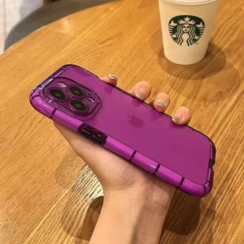 Capa Para Iphone 13 Pro (roxa) À Prova De Choque Com Moldura Transparente Que Brilha No Escuro.