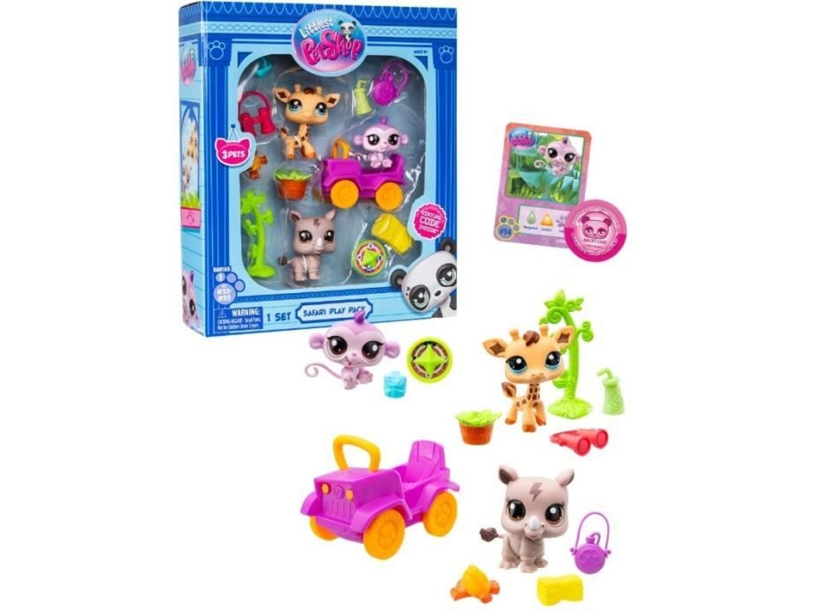 Littlest Pet Shop, Pacote De Brinquedos Safári Gen 7, Animais 53, 54, 55, Figura Basic Fun
