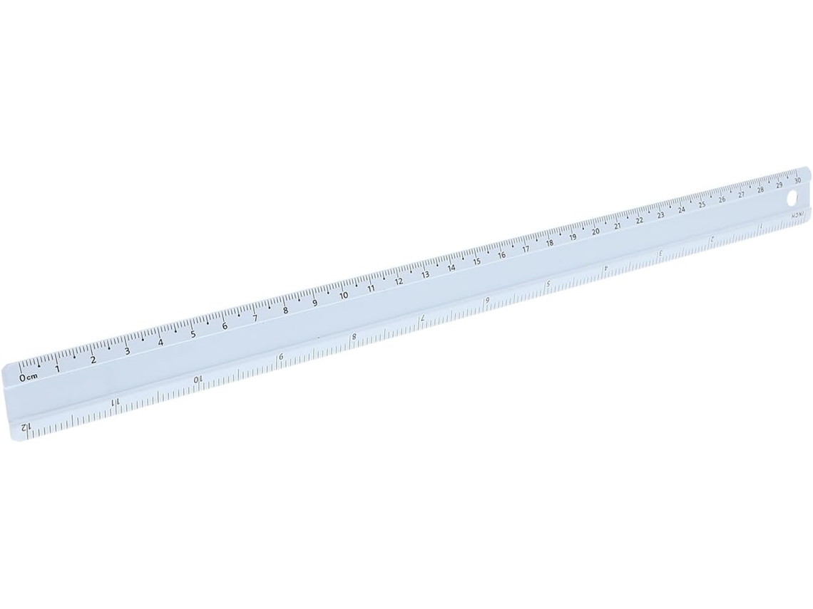 Régua Profissional de Metal com Liga de Alumínio, 30cm, Azul Claro, Reta, para Desenho Matemático e Ferramenta de Medição