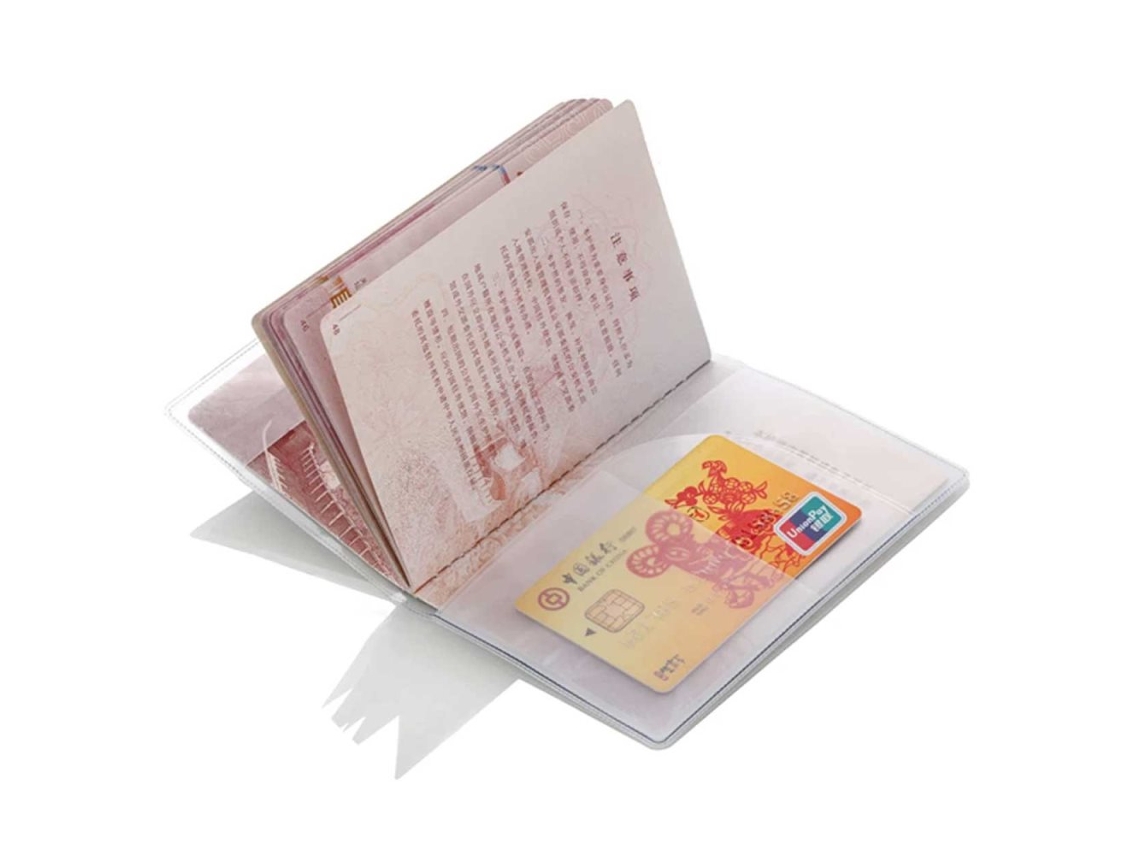Porta-passaporte Transparente Com Bolsos