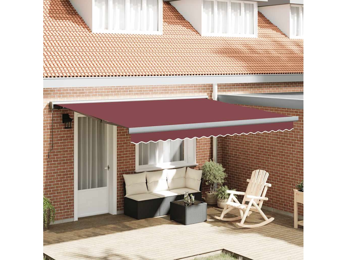 Vidaxl Toldo Retrátil Manual 400x300 Cm Bordô