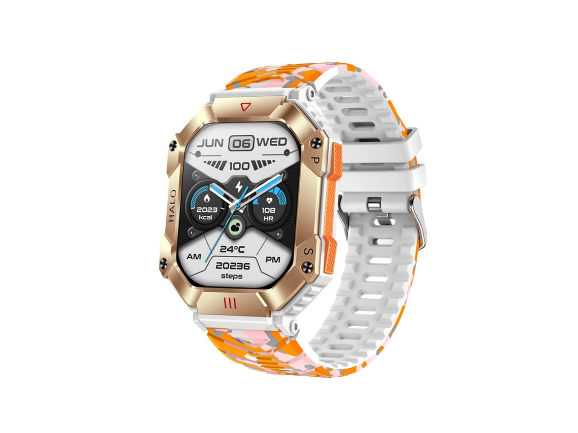 Smart Watch Funcionalidade de Monitoramento de Frequência Cardíaca Laranja Branco GODTVAGT