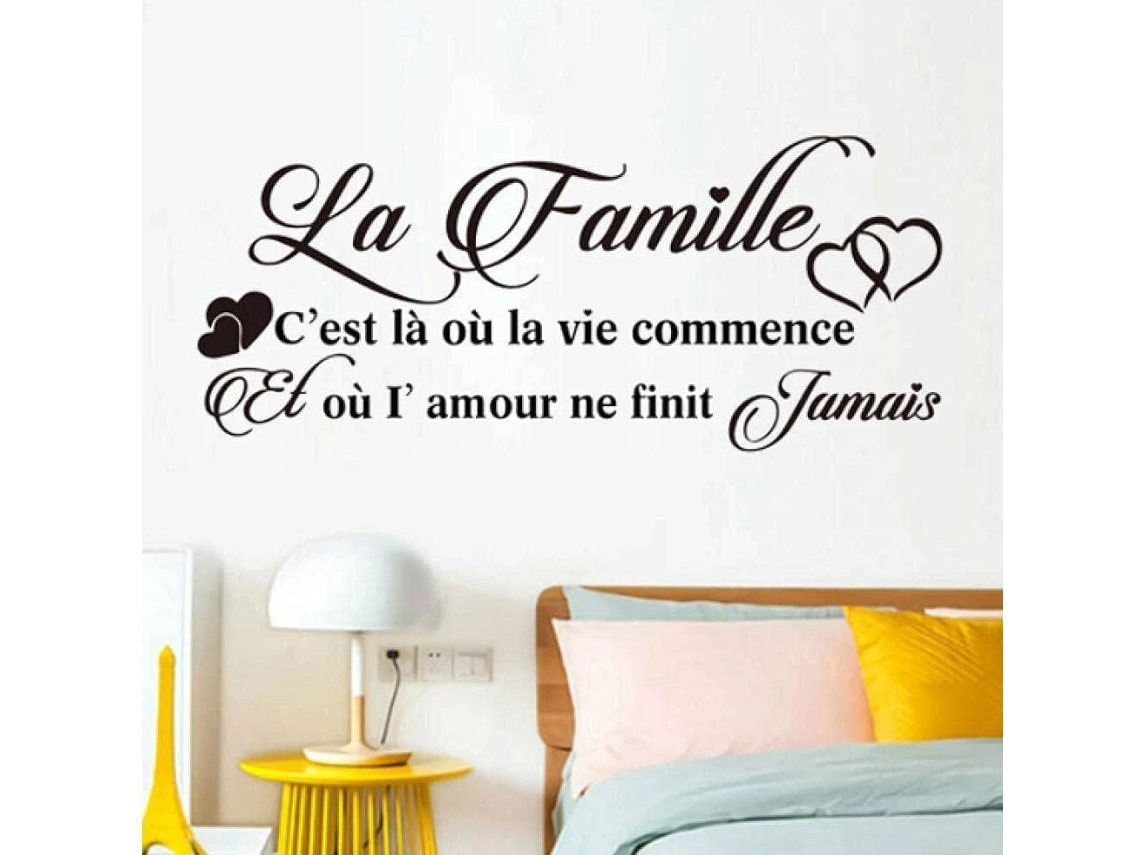 Adesivos de Parede e Murais Artísticos - Citações Francesas - Sala de Estar - Arte Romântica para Família - 57x23cm
