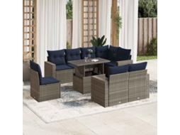 Vidaxl Conjunto De Sofá De Jardim De 9 Peças Com Almofadas Em Rattan Sintético Cinza