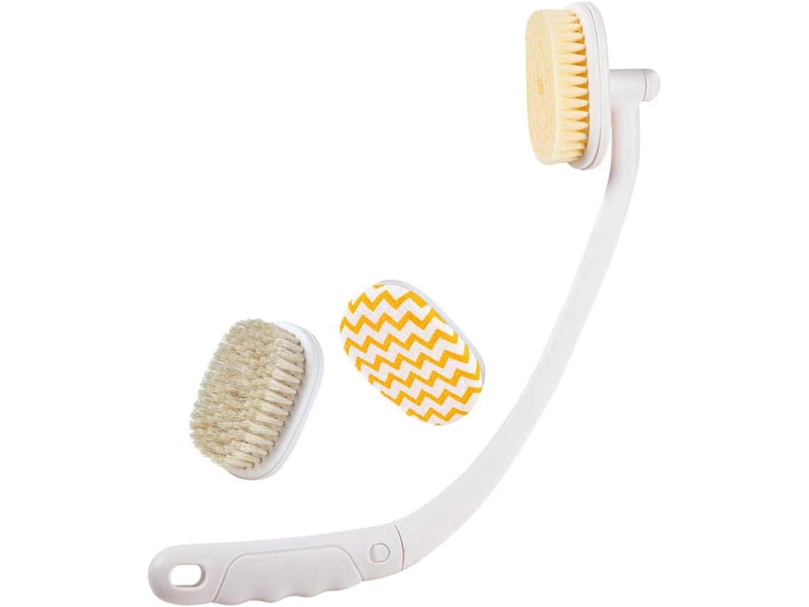 Escova De Massagem Corporal Com Cabo Longo Para Chuveiro, Escova De Banho Esfoliante Com Cabo Curvo