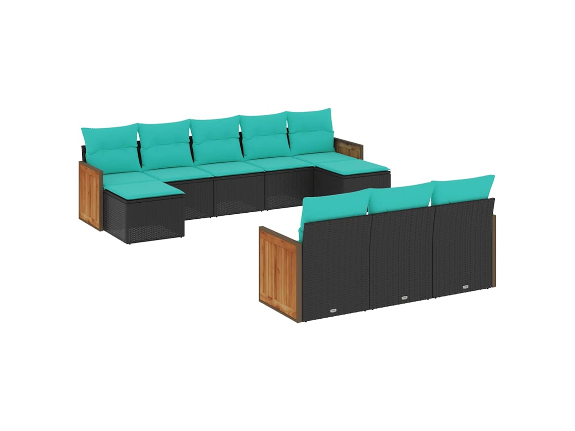 Conjunto de Sofá Jardim 3 Peças Almofadas Rattan Sintético MAISON EXCLUSIVE