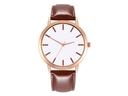 Relógio de Pulso Feminino Analógico de Quartzo com Pulseira Pu Casual Simples (café Escuro)