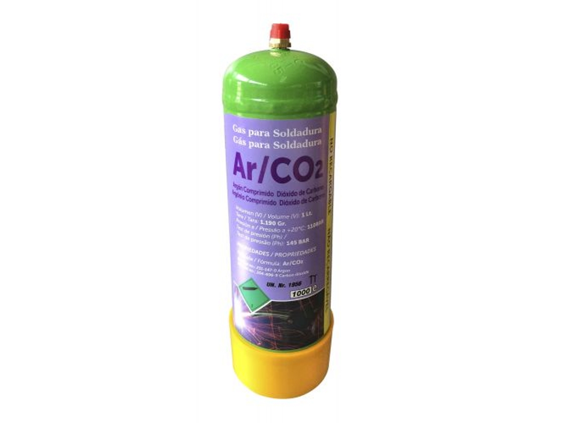 Botija Gas 20%Argon 80% Co2 para Inox 1L Ce-Gasmixtoplus