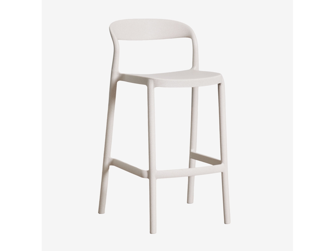 Sklum Banco Alto Empilhável Em Polipropileno Brenza Polipropileno Branco Pedra ↑65 Cm