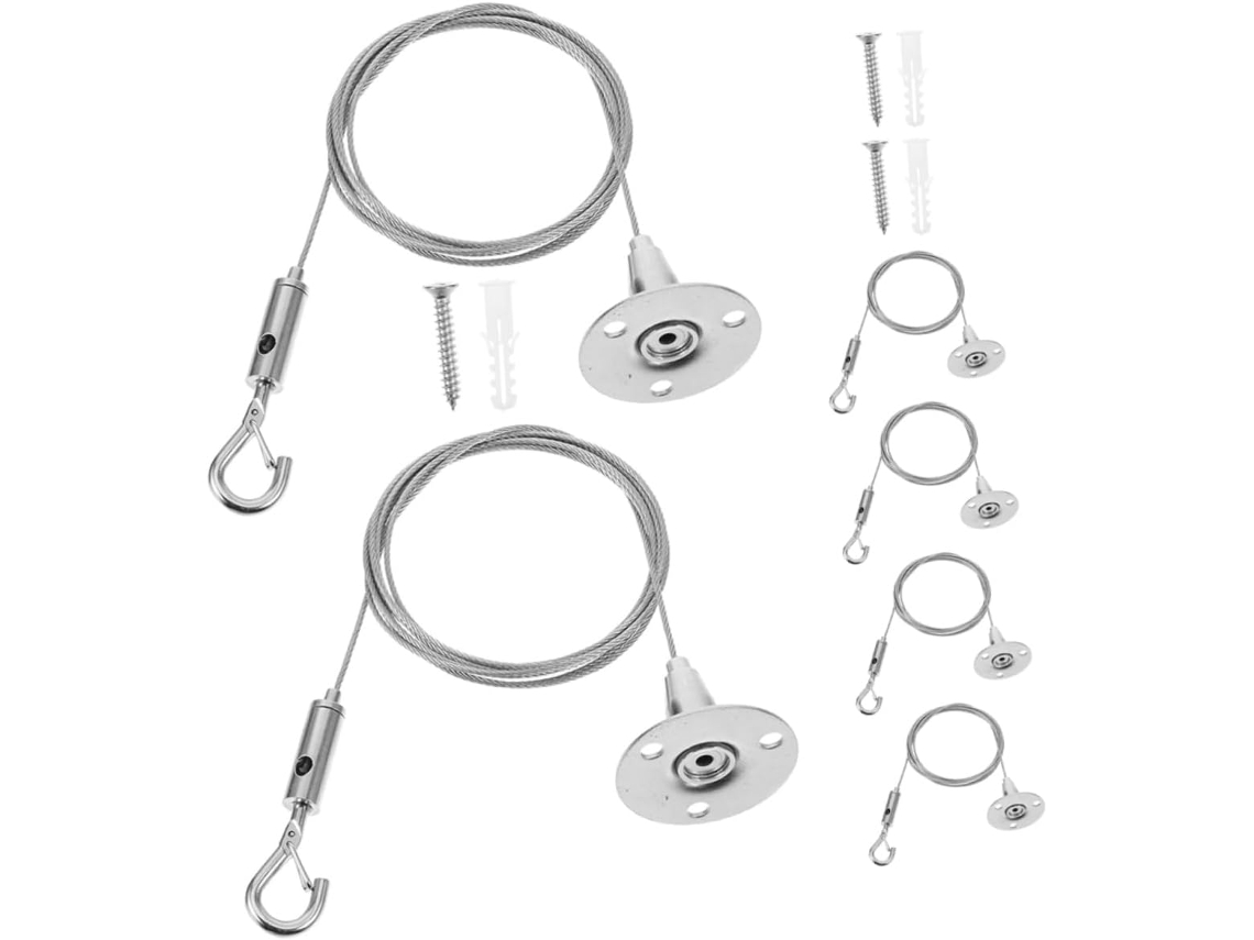 Conjunto De 6 Cabos Aço Inoxidável Para Iluminação, Resistentes E Ajustáveis, Ideais Para Luminárias De Quadros E
