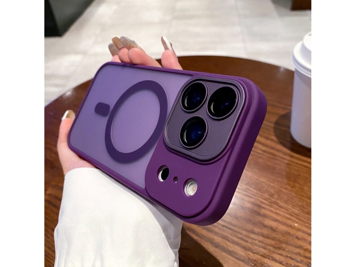 Capa Para Iphone 17 Roxa Escura Com Lente Magnética E Protetor De Tela Em Acrílico.