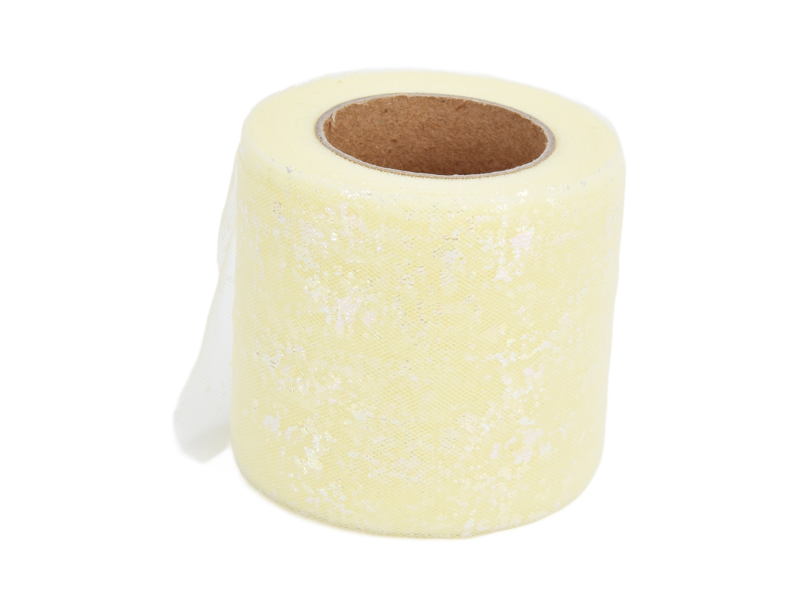 Tela De Tul De 25 Yardas (6 Cm), Poliéster, Ligera, Portátil, Para Decoración De Ropa, Con Lentejuelas Amarillas, Ideal Para Manualidades.