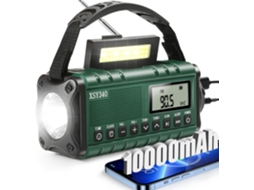 Rádio de Emergência com Células Solares, AM/FM Portátil, Manivela, Alarme SOS, Lanterna, Verde AQUAFORGE