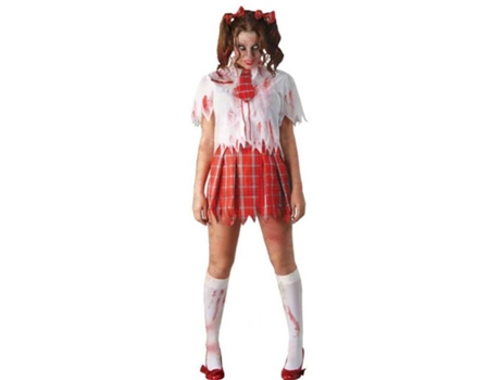 Fato de Mulher  Estudante Zombie Vermelha (Tam: S)