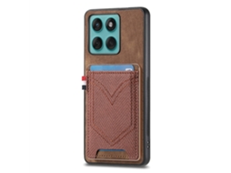 Capa Para Moto Edge 60s ,ultrafina Em Couro Pu Com Porta-cartão Marrom Panoona