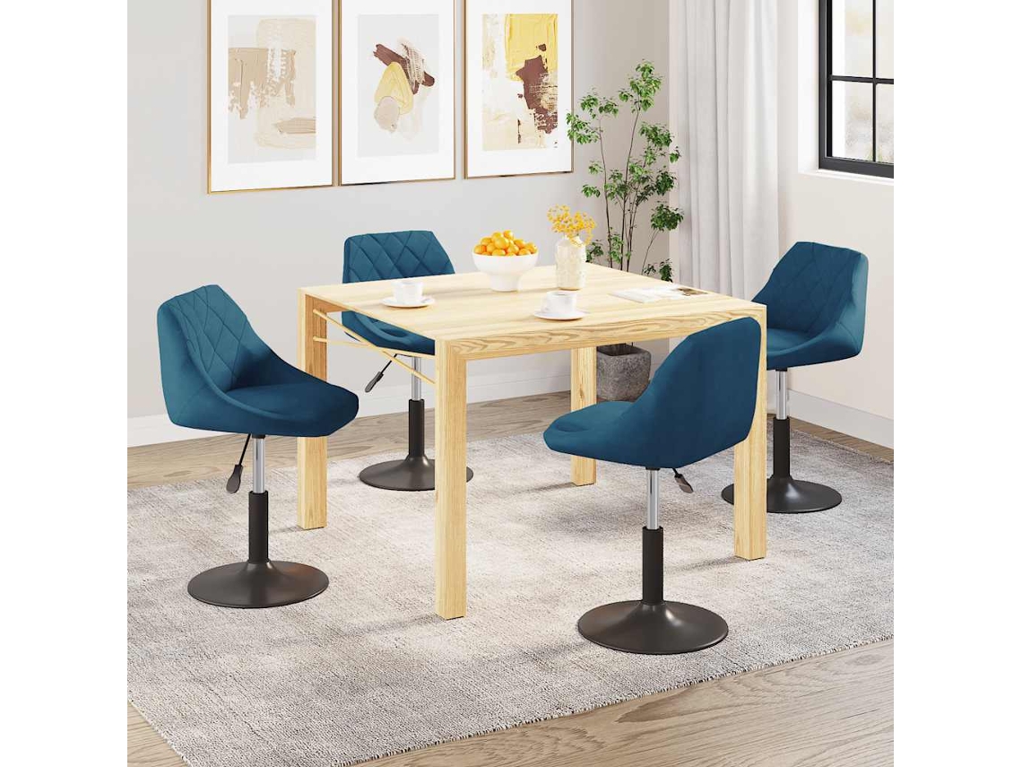 Vidaxl Cadeiras De Jantar Giratórias 4 Pcs Veludo Azul