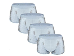 Calcinha Boxer Masculina Mesh de Bambu e Seda Gelo, Solida, para Uso Diário, Festa, Casamento, Aniversário 4skyblue