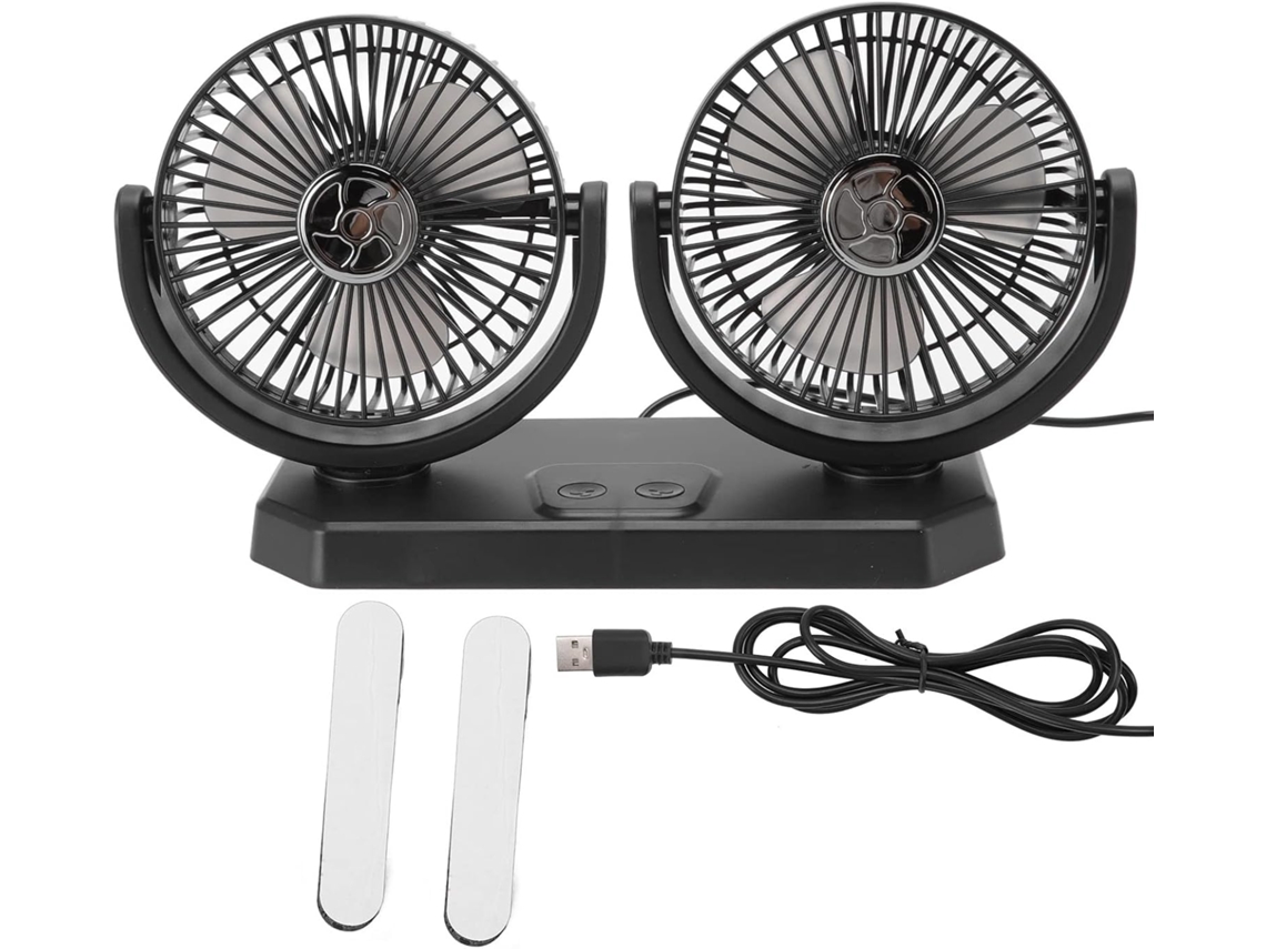 Ventilador De Carro 12v Com Controles Duplos Independentes Silencioso Para Painel Veículos Resfriamento Portátil 360°