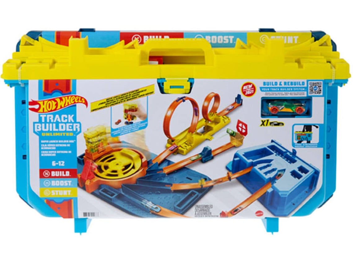 Pista HOT WHEELS Track Builder Caixa de Pistas com Lançador (Idade Mínima: 6 Anos - 61 x 15,5 x 35,5 cm)