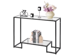 Mesa De Console Em Vidro Vevor Com 2 Andares, Mesa Lateral, 107 X 35,4 X 75,5 Cm, Preta