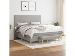 Vidaxl Cama Com Molas/colchão 180x200 Cm Tecido Cinzento-claro